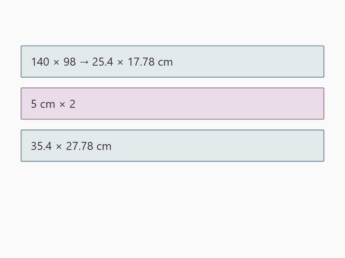 Add finishing margins without enlarging the stitched design — calculation check