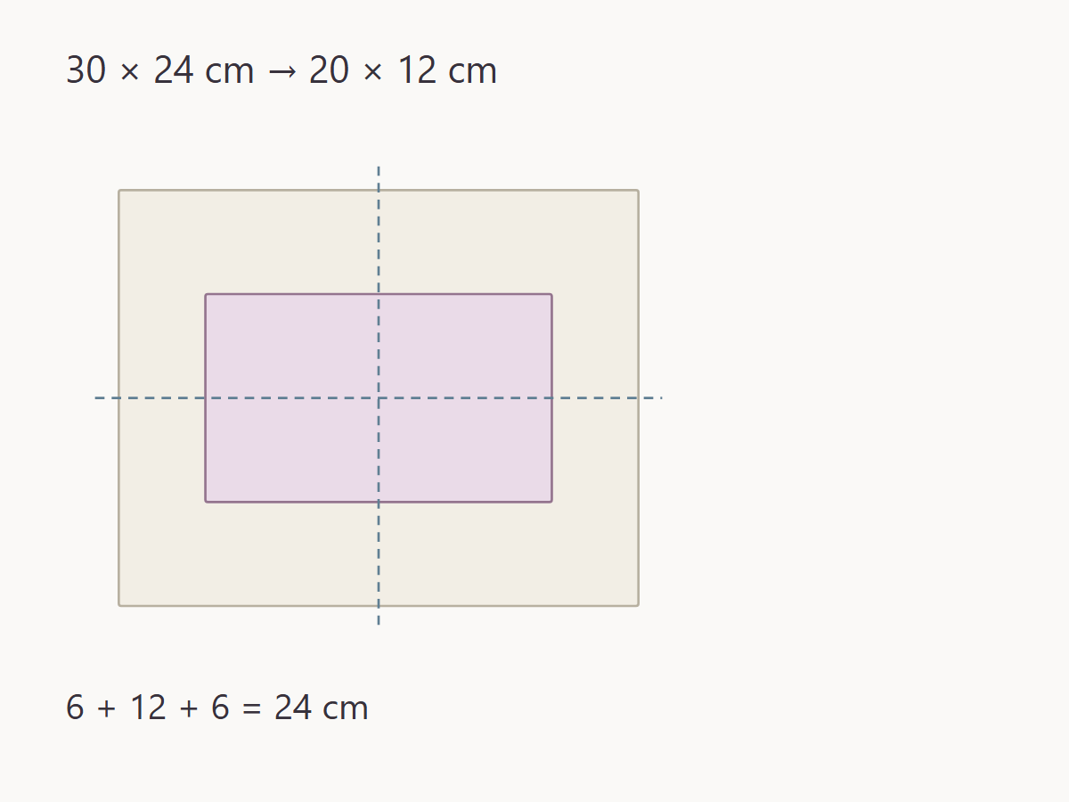 Center a rectangular embroidery design — measured quantities