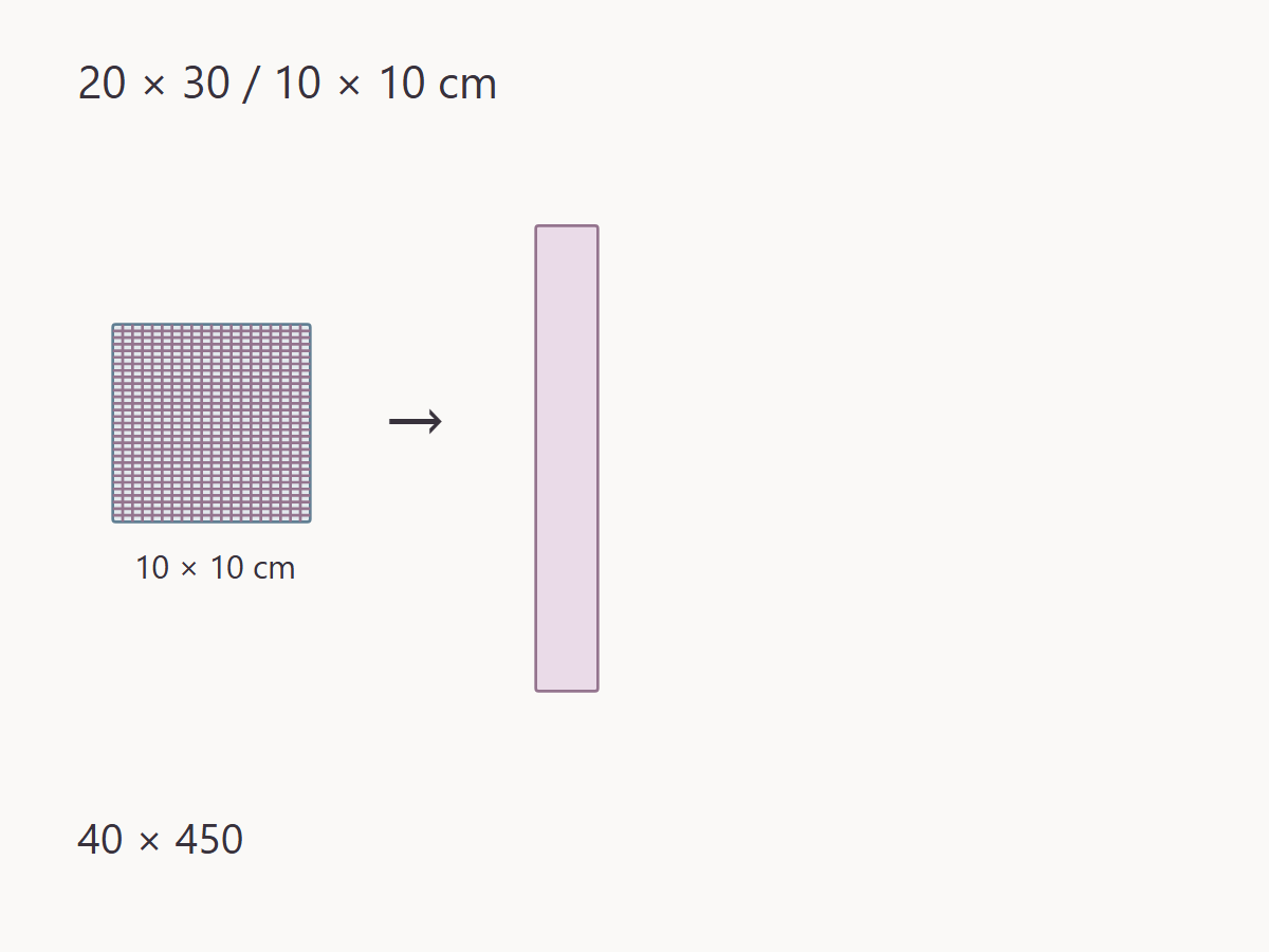 Plan a rib scarf from a finished sample — measured quantities