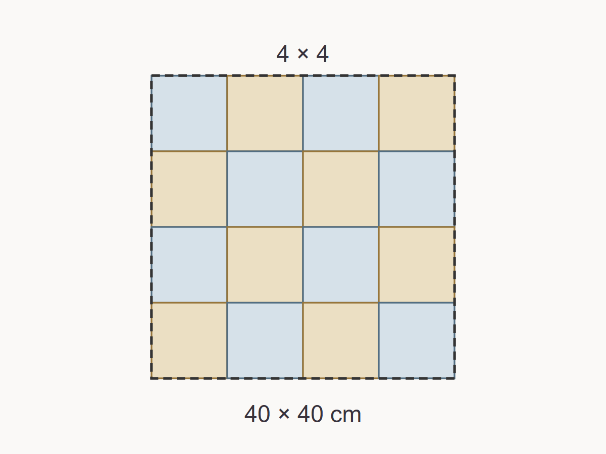 Plan a joined-square cushion — measured example
