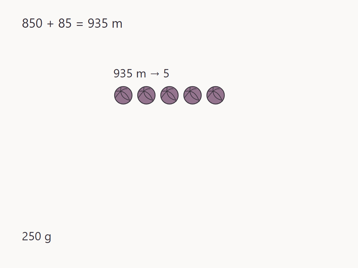How many whole balls does a length requirement need? — measured quantities